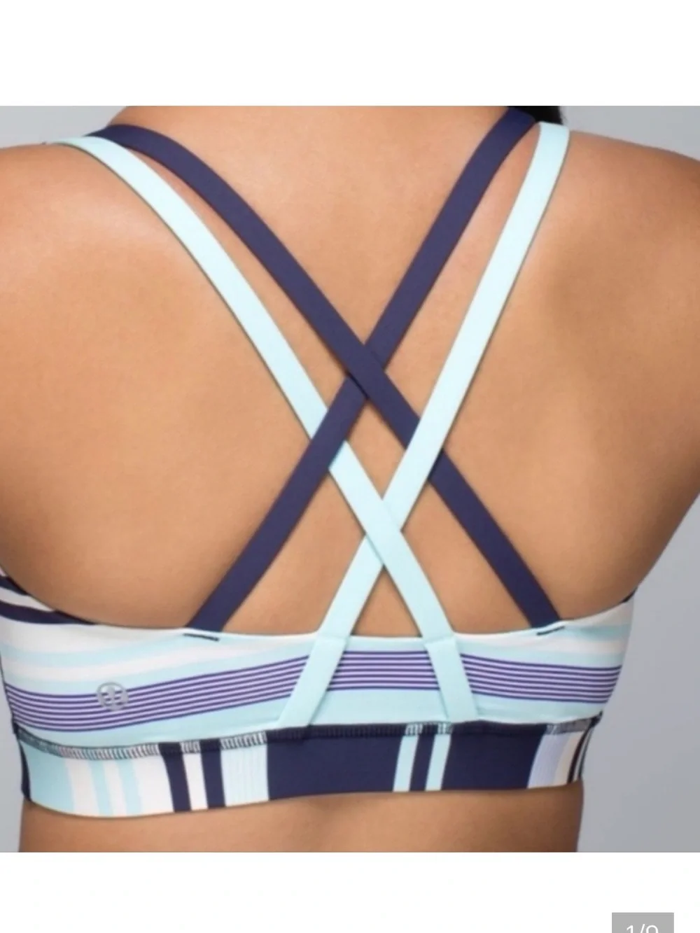 Lululemon Striped Mint and Navy Women's sport bra size 6